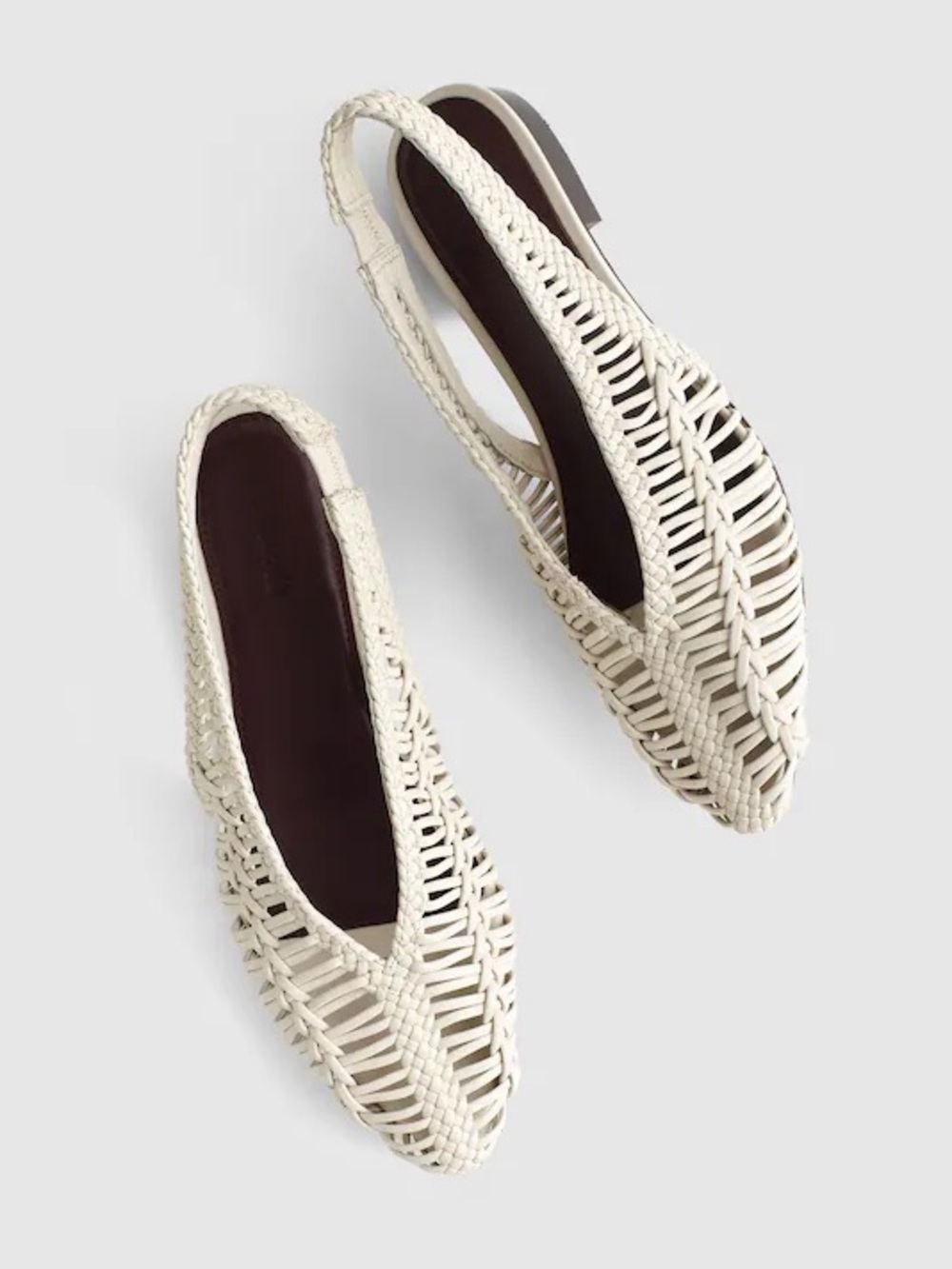 New Madewell The Harpor Woven Leather Slingback Flats Ivory Sz 5